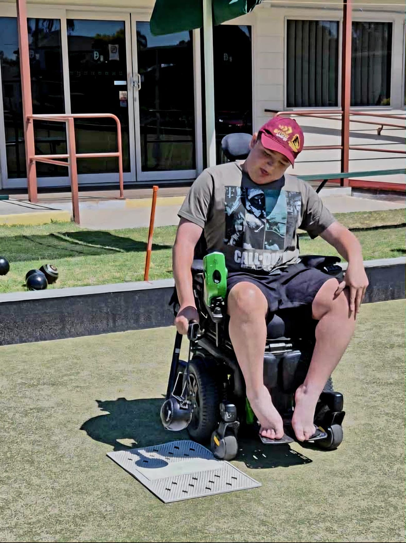A participant out and about in their power chair